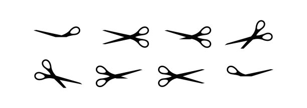 剪刀剪影黑色简单矢量图标设置。图片下载