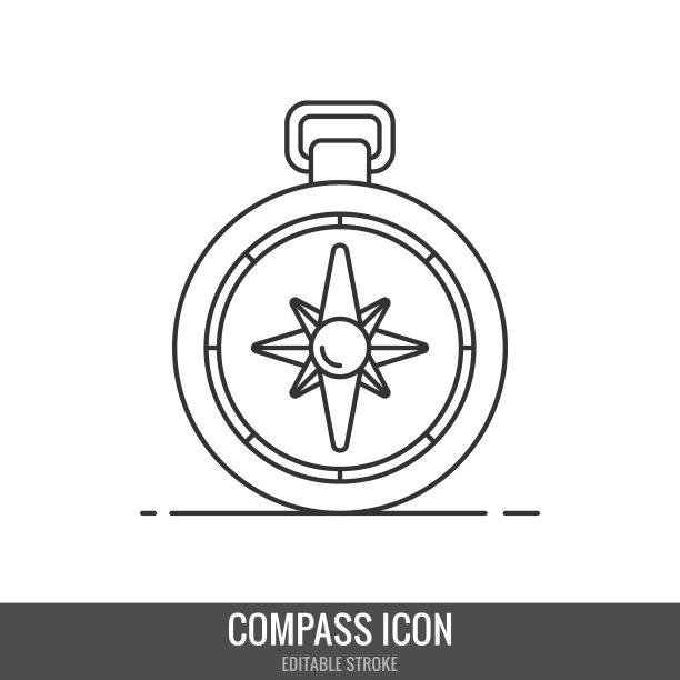 指南针图标可编辑的笔画矢量设计。图片下载