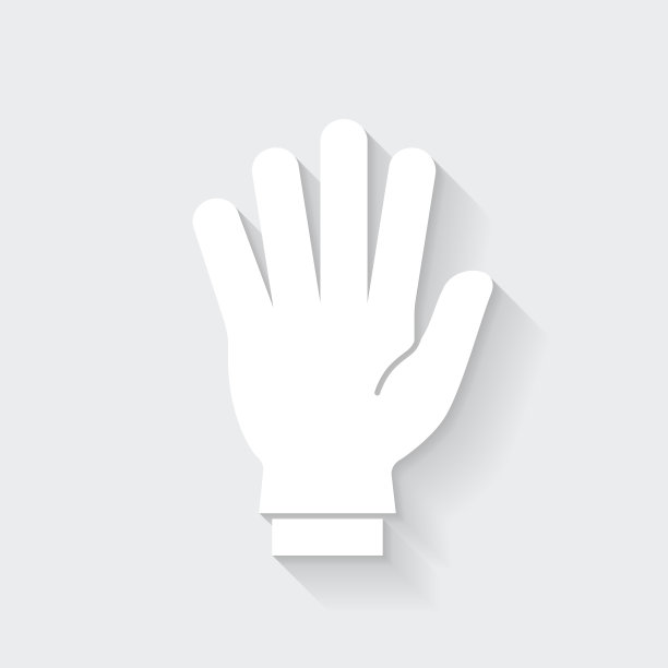 橡胶防护手套。图标与空白背景上的长阴影-平面设计图片下载