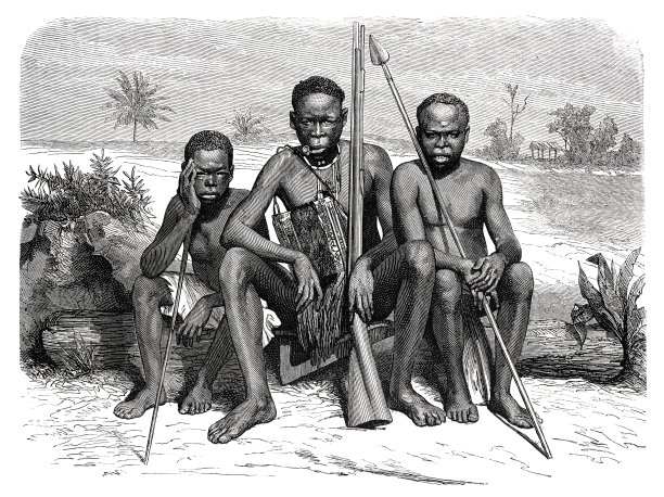1865年，非洲加蓬拉姆巴雷的帕胡因部落图片下载