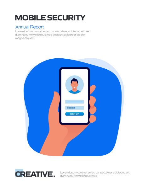移动安全相关卡通风格平面设计矢量插图图片下载