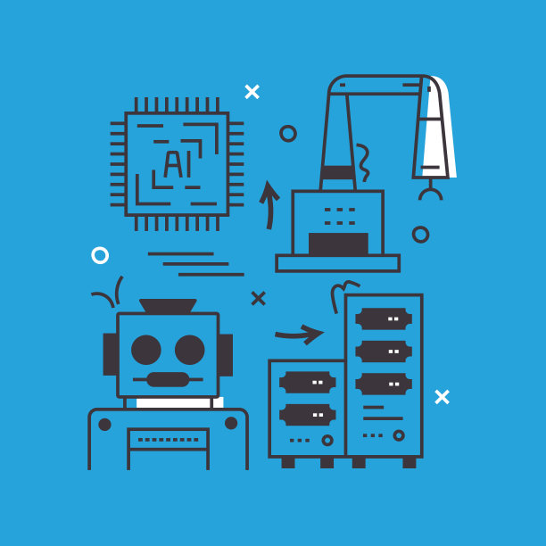 人工智能的概念。设计是可编辑的，颜色可以改变。图片下载