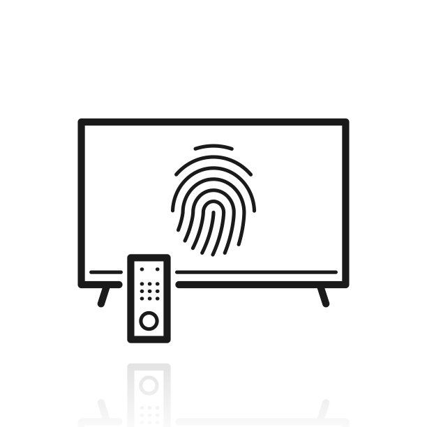 指纹电视。白色背景上反射的图标图片下载