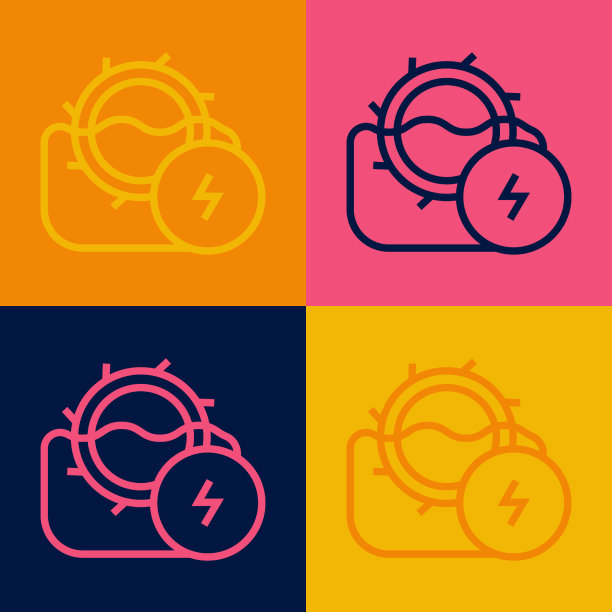 波普艺术线水磨图标孤立在色彩上图片下载