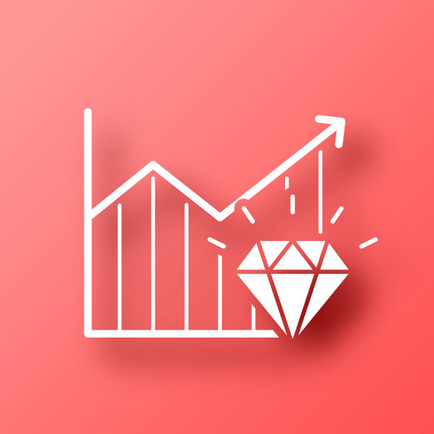 菱形生长图。图标在红色背景与阴影图片下载