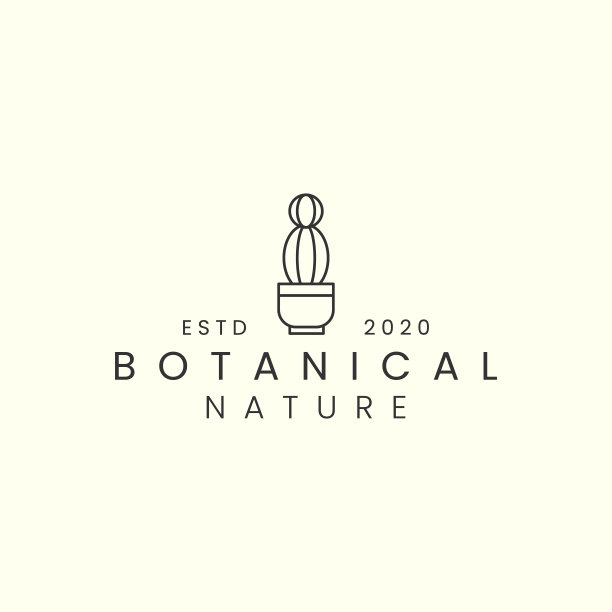 仙人掌线条艺术风格的标志图标模板设计。植物,树,植物,矢量插图图片下载
