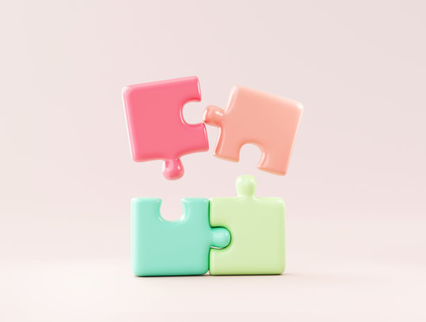 拼图拼图象征团队头脑风暴图标背景横幅3d卡通插图图片下载