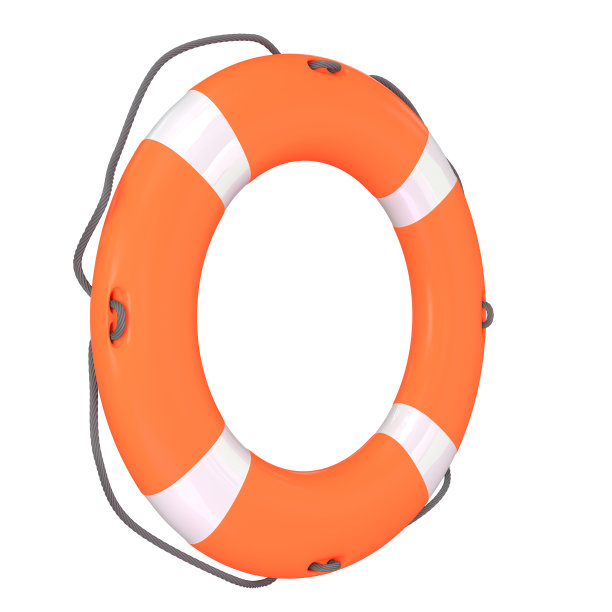 橙色救生圈。3d插图图片下载