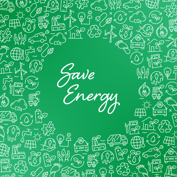 节约能源-绿色能源和自然概念向量模式和抽象背景。图片下载
