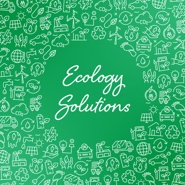生态解决方案-绿色能源和自然概念向量模式和抽象背景。图片下载