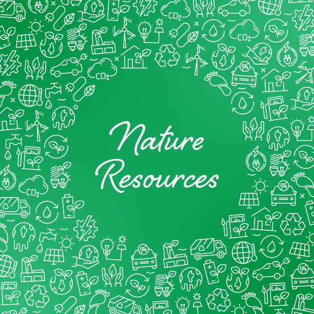 自然资源-绿色能源与自然概念矢量模式与抽象背景。图片下载