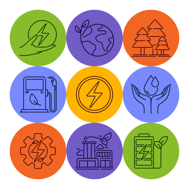 绿色能源线图标设置图片下载