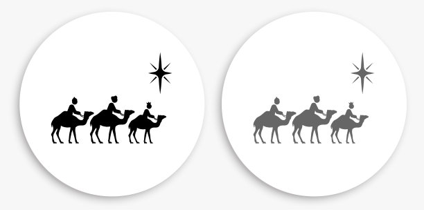 三个智者黑白圆形图标图片下载