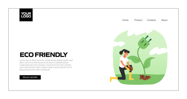 生态友好的概念矢量插图登陆页面模板，网站横幅，广告和营销材料，在线广告，业务演示等。图片下载