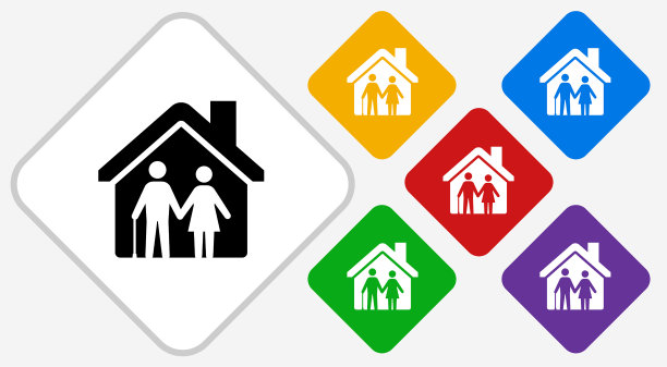 孤独的老人们在房子的图标图片下载