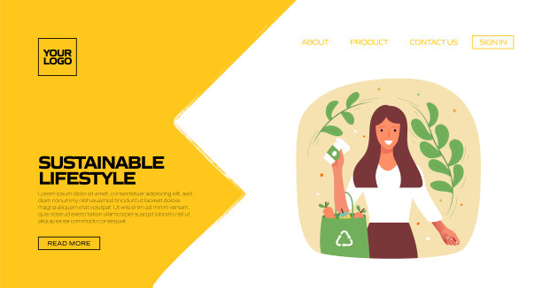 可持续生活方式概念矢量插图登陆页面模板，网站横幅，广告和营销材料，在线广告，业务演示等。图片下载