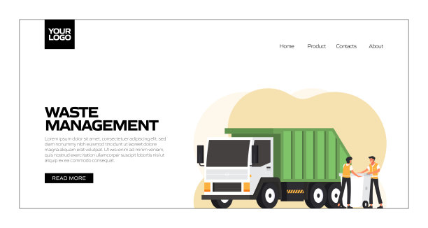 废物管理概念矢量插图登陆页模板，网站横幅，广告和营销材料，在线广告，业务演示等。图片下载