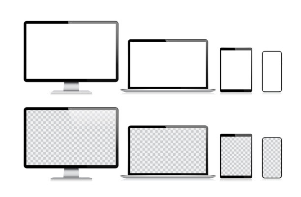 现实矢量模型数字平板电脑，移动电话，智能手机，笔记本电脑和计算机显示器。《现代数字设备》。每股收益10。图片下载