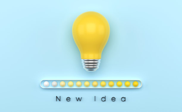 灯泡和加载条。新理念。图片下载