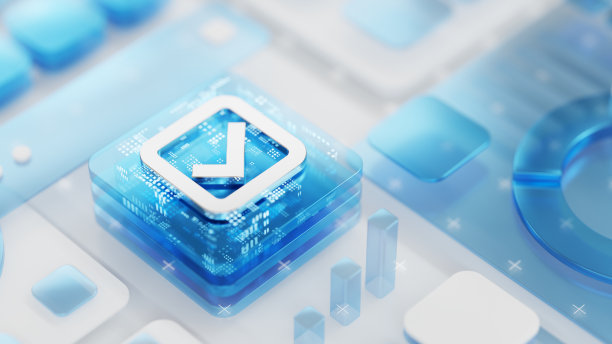 抽象派数字背景上的复选标记图标图片下载