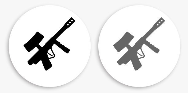 彩弹枪黑白圆形图标图片下载