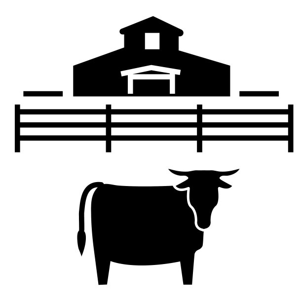 现代农场和农业牛肉牲畜图标概念图片下载