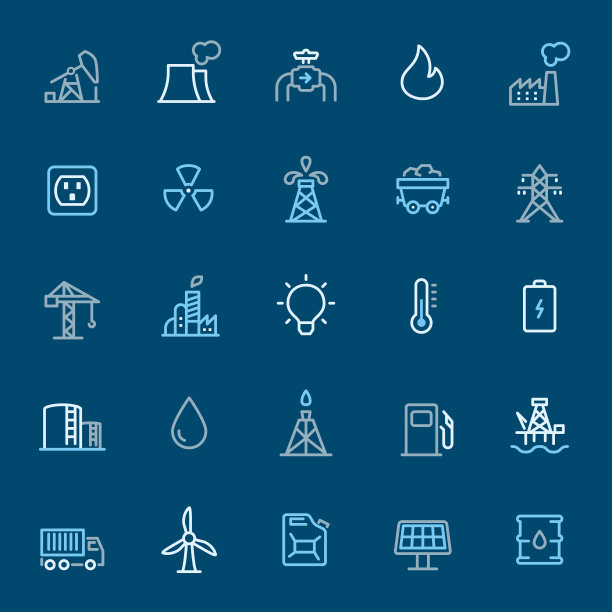 电力工业-彩色轮廓图标图片下载