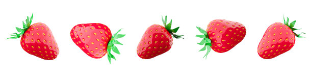 3d渲染草莓红色夏季水果图标集。3d渲染天然，有机甜点甜，新鲜浆果不同位置的图标集图片下载