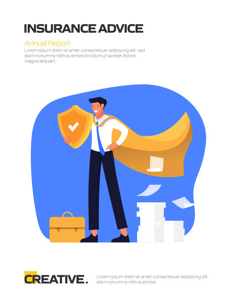 海报、封面和横幅的保险建议概念平面设计。现代平面设计矢量插图。图片下载