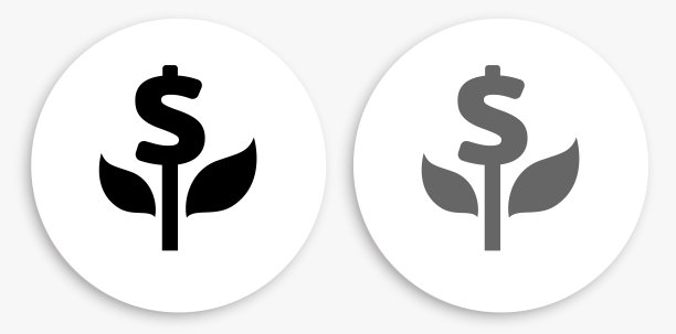 金钱树黑白圆形图标图片下载