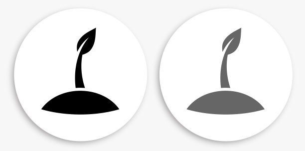 发芽植物黑白圆形图标图片下载