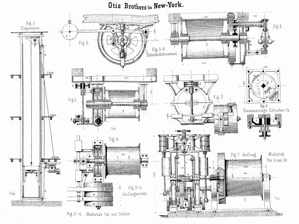 电梯平面图，奥的斯兄弟，纽约图片下载