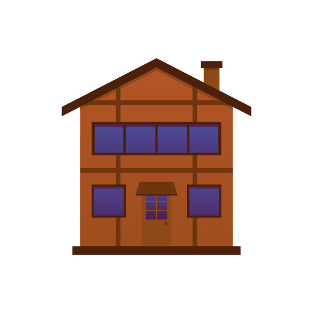两层木屋外平风格，矢量插图图片下载