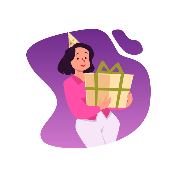 女子持有礼盒，生日聚会庆祝活动，平面矢量插图孤立的白色背景。送礼物和收礼物的概念。节日快乐。图片下载