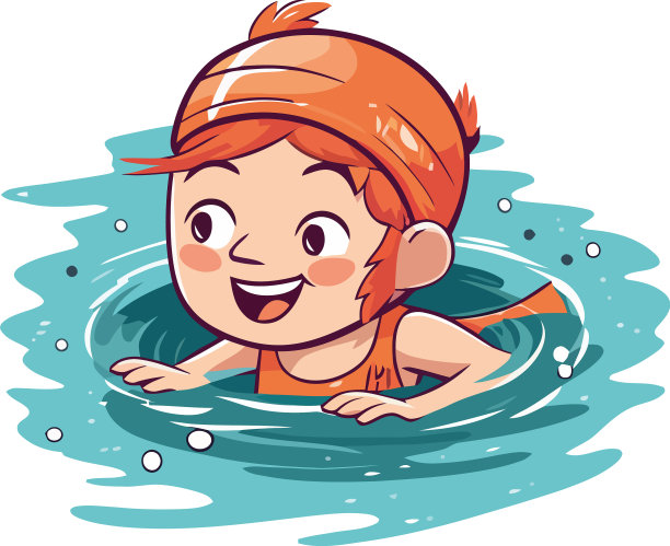 微笑的男孩们在蓝色的游泳池里玩耍图片下载