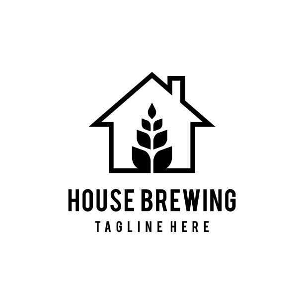 简单的房屋插图与酿造标志在它的设计图片下载