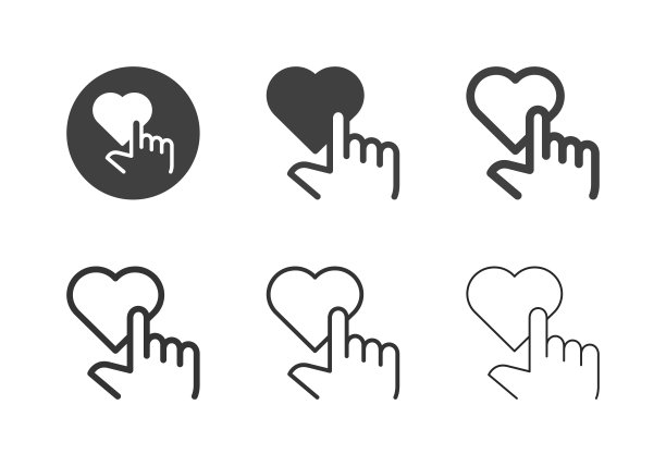 手触碰爱心图标-多系列图片下载