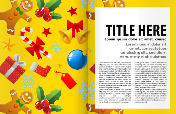 圣诞书或杂志插图模板。图片下载