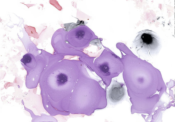 抽象的紫色，灰色，黑色点在白色的背景。大理石的效果。图片下载