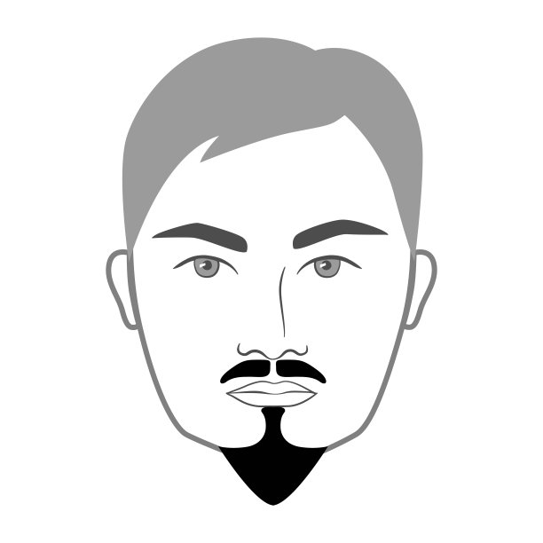 范戴克胡须风格的男子在脸上插图面部毛发雪佛龙胡子。矢量灰黑色肖像男性时尚模板平面集合集。时尚的发型孤立的轮廓在白色的背景图片下载