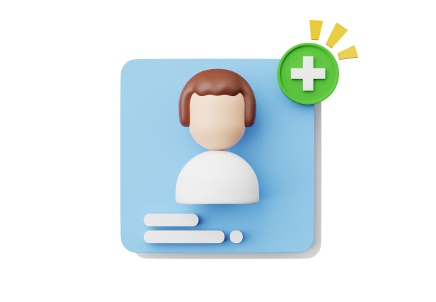 3D渲染，用户头像界面弹出图标隔离在白色背景上，最小添加好友头像，头像界面。图片下载