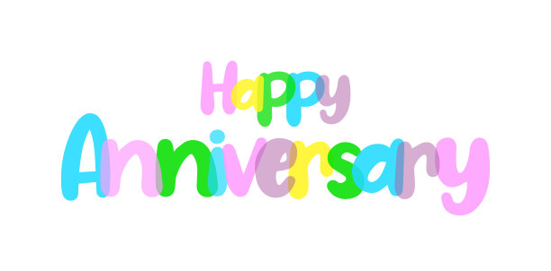 快乐的周年纪念背景，标签，贴纸，文字设计彩色，白色背景图片下载
