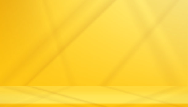 工作室背景讲台展示与阴影和阳光反射在黄色水泥墙上的房间，矢量背景横幅空工作室房间春夏秋秋，化妆品演示图片下载