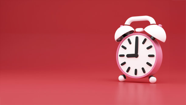 3d红色闹钟与阴影在红色背景图片下载
