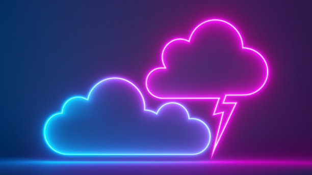 蓝色和粉色的霓虹云图片下载