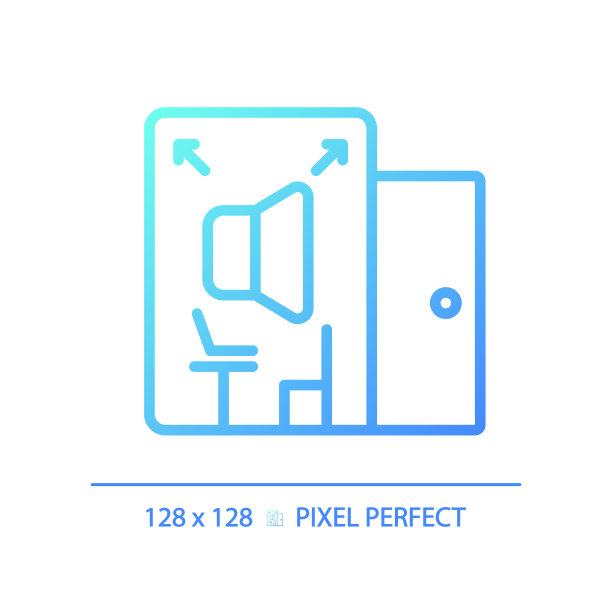 像素完美的隔音室梯度细线性图标图片下载