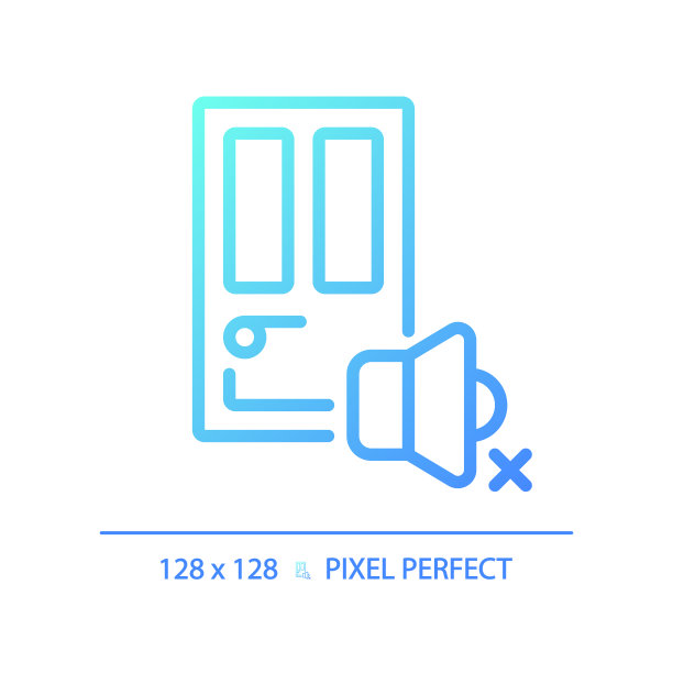 像素完美的隔音门梯度细线性图标图片下载