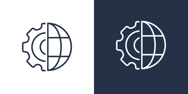 带有齿轮图标的地球仪图片下载