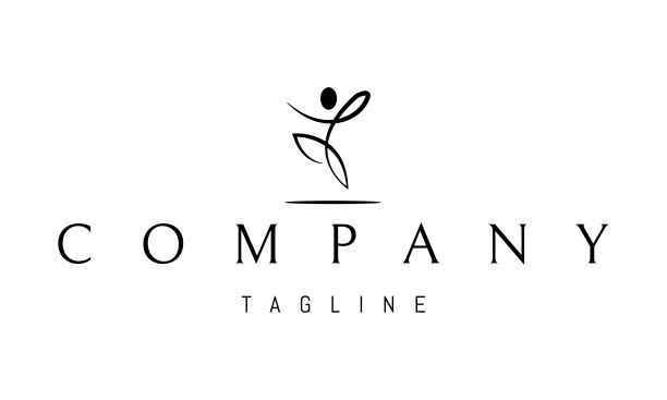 矢量标志上的一个抽象形象跳舞的人在一个线性风格。图片下载