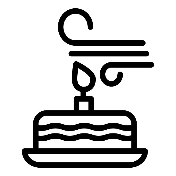 吹灭蜡烛线图标。在派对蛋糕上吹蜡烛，许个愿。生日快乐矢量设计概念，轮廓风格的象形文字在白色的使用和应用程序。图片下载